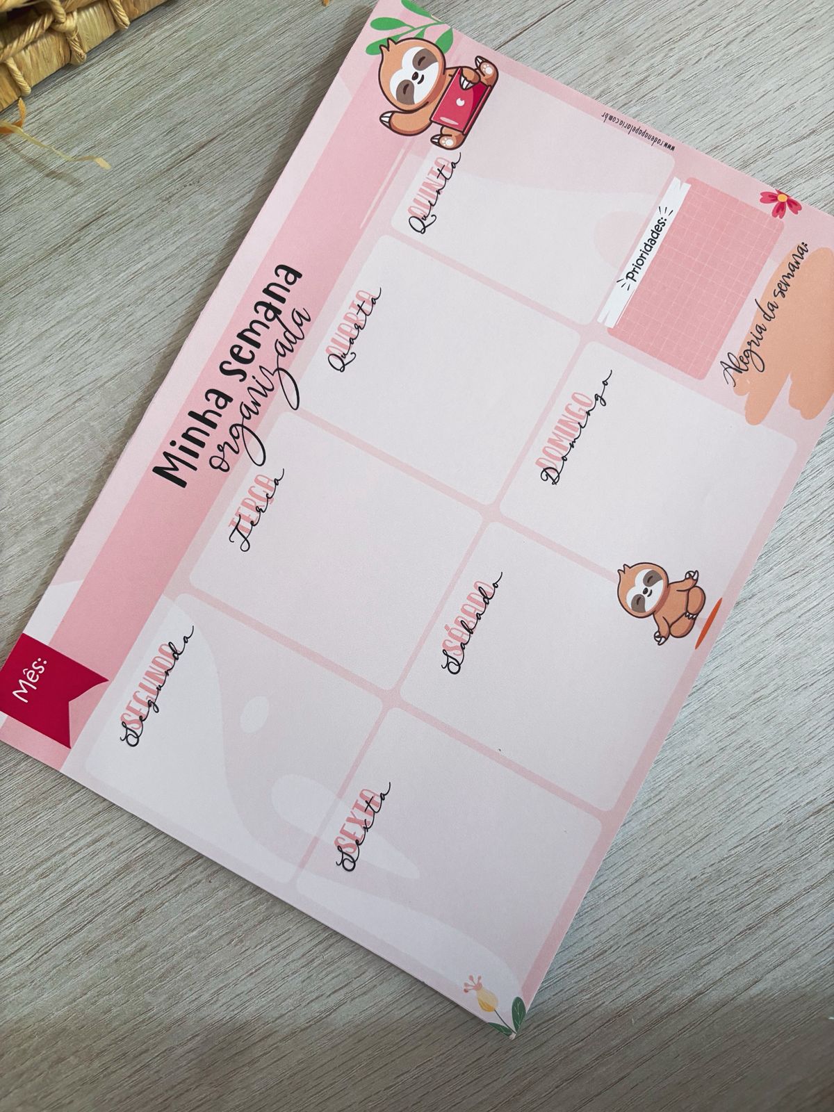 Kit planner Preguiça | Blocos Destacáveis