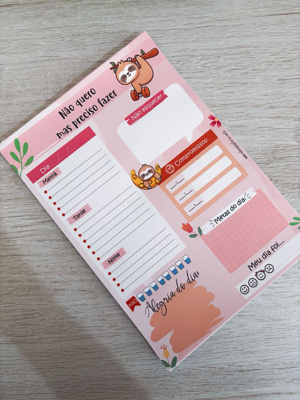 Kit planner Preguiça | Blocos Destacáveis